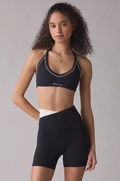 P.e Nation P. E Nation Studio Rib Layback Halter Sports Bra In Black, Women's At Urban Outfitters