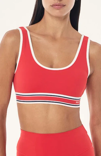 P.e Nation Pursuit Low Impact Scoop Neck Sports Bra In Red