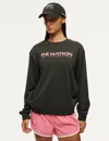 P.e Nation Womens Qualify Graphic-print Cotton Sweatshirt Asphalt In Grey