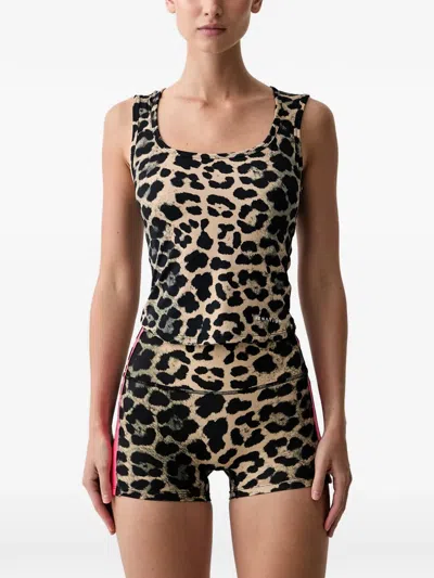 P.e Nation Refine Leopard-print Tank Top In White