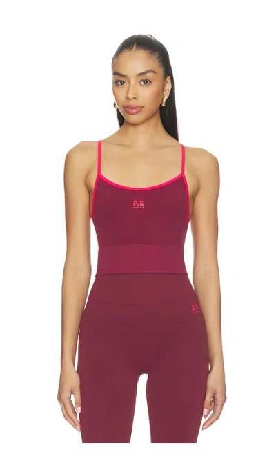P.e Nation Release Seamless Crop Tank In Burgundy