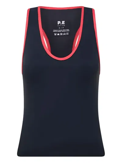 P.e Nation Renewal Contrast-trim Performance Tank Top In Blue