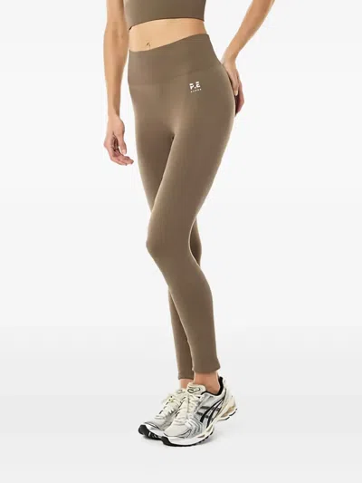 P.e Nation Restore Ribbed-seamless Leggings In Brown