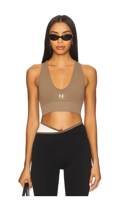 P.e Nation Restore Seamless V Sports Bra In Brown