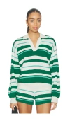 P.e Nation Retreat Stripe Collar Knit Pullover In Green