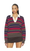 P.e Nation Retreat Stripe Collar Knit Pullover In Multi
