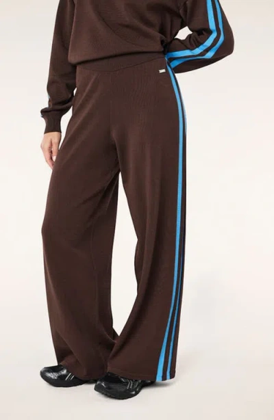 P.e Nation Retreat Stripe Wide Leg Track Pants In Brown