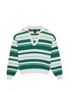 P.e Nation Retreat Stripe Collar Knit Pullover In Green
