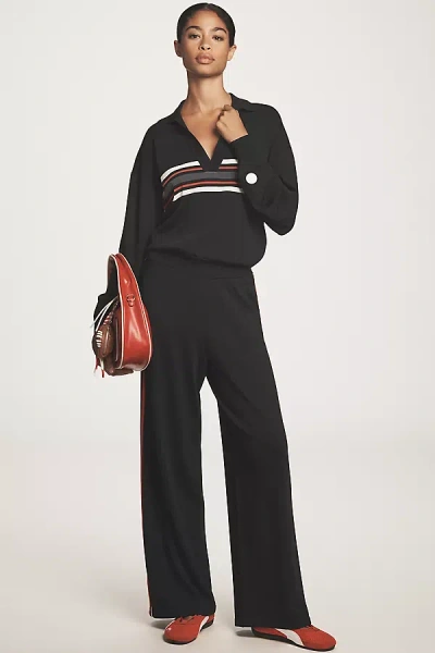 P.e Nation Retreat Wide-leg Knit Sweatpants In Black