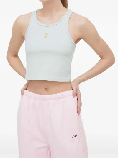 P.e Nation Ribbed Logo-embroidered Crop Top In Brown