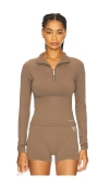P.e Nation Routine Quarter Zip Long Sleeve Top In Brown