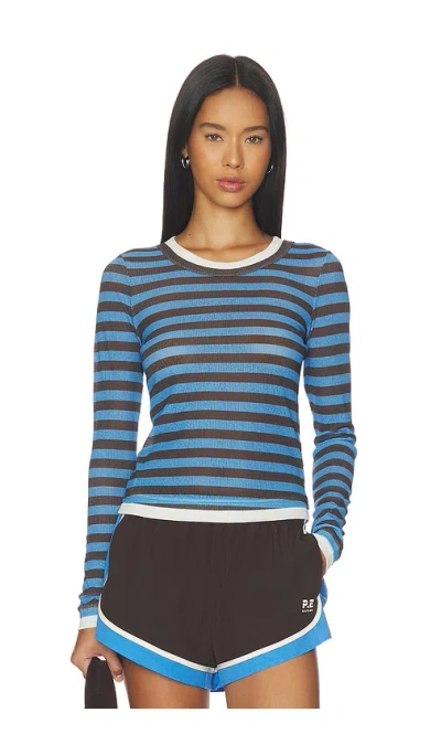 P.e Nation Serene Stripe Longsleeve Tee In Blue