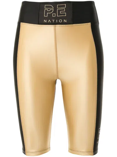 P.e Nation Sidelined Cycling Shorts In Gold
