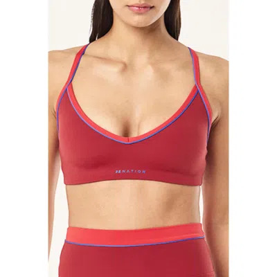 P.e Nation Spectrum V Neck Sports Bra In Cherry/strawberry