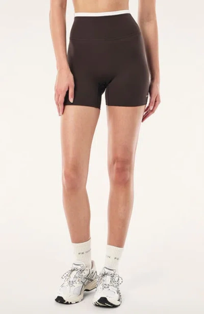 P.e Nation Stellar Bike Shorts In Coffee/whisper White