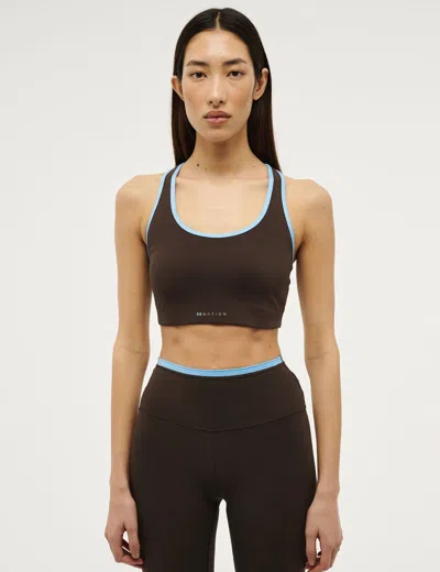 P.e Nation Stellar Sports Bra In Bright Blue & Coffee