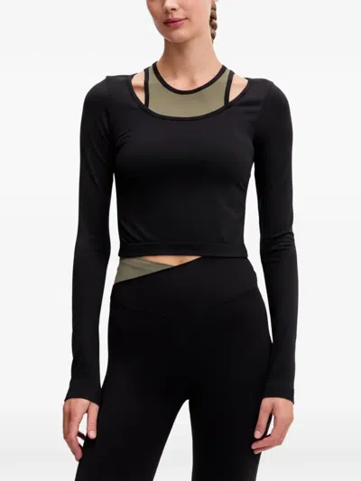 P.e Nation Sutton Long-sleeve Cropped Top In Black