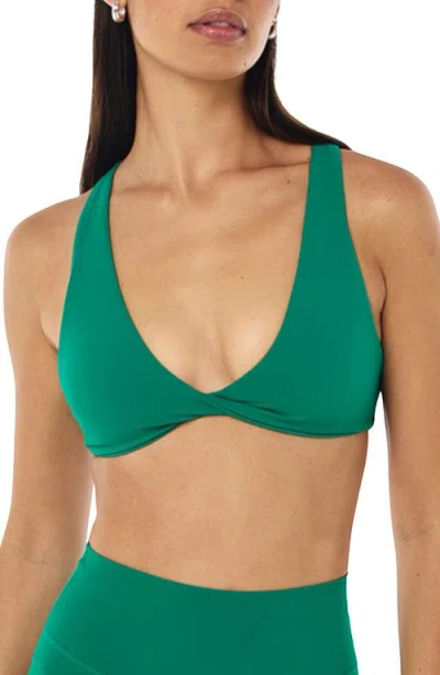 P.e Nation Swift Twist Front Sports Bra In Green