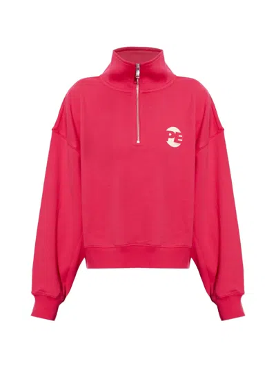 P.e Nation Voltage Half-zip Logo-print Sweatshirt In Pink