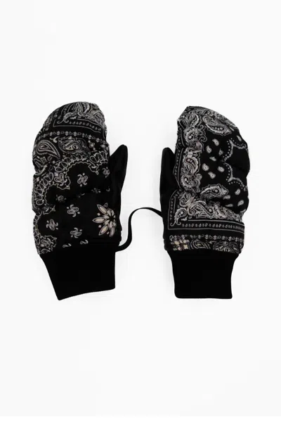 P.e Nation Womens Snow Bandana Print Black Paisley-print Mitten-shaped Recycled-polyester Gloves