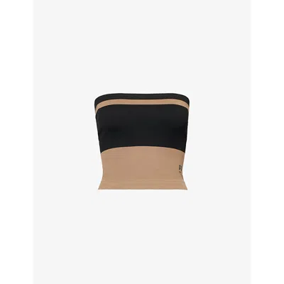 P.e Nation Womens Fossil Restore Strapless Stretch-knit Top