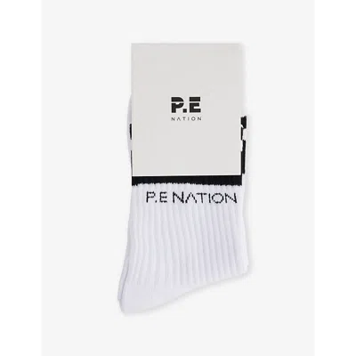 P.e Nation Womens  Homage Cotton-blend Socks In Optic White