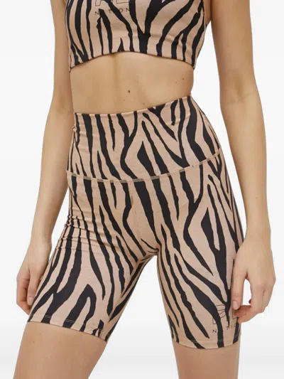 P.e Nation Zebra-print Compression Shorts In Neutral
