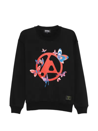 Peace And After Butterfly Print Sweatshirt In Black