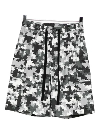 Peace And After Puzzle Camo Cargo Shorts In Black