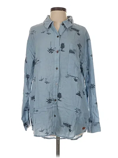 Pre-owned Peace Love World Long Sleeve Blouse In Blue