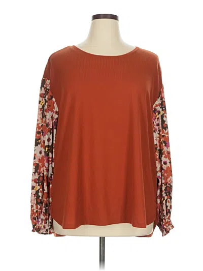 Pre-owned Peace Love World Long Sleeve Blouse In Orange