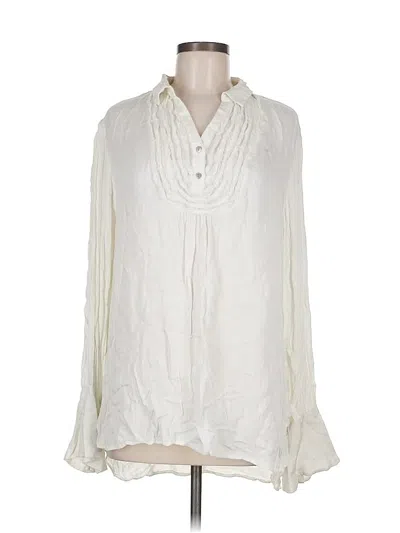 Pre-owned Peace Love World Long Sleeve Blouse In White