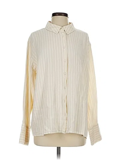 Pre-owned Peace Love World Long Sleeve Blouse In White