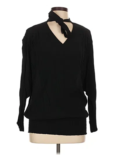 Pre-owned Peace Love World Long Sleeve Top Black Cold Shoulder Neckline Tops