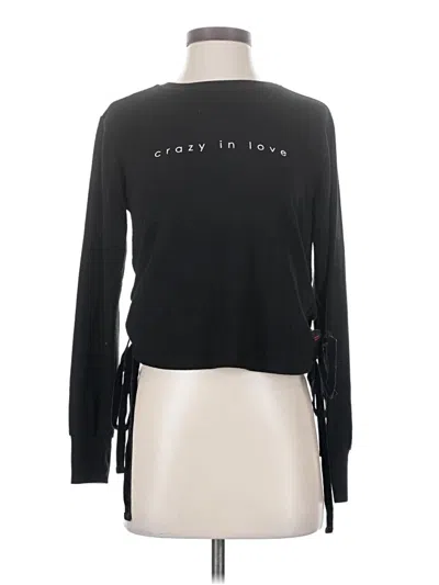 Pre-owned Peace Love World Long Sleeve Top Black Crew Neck Tops