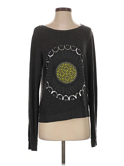 Pre-owned Peace Love World Long Sleeve Top Gray Boatneck Tops