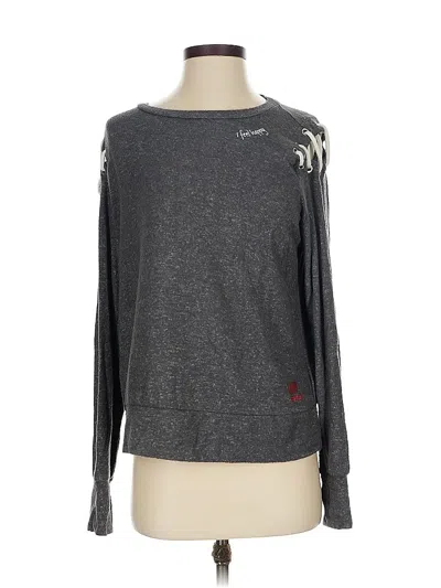 Pre-owned Peace Love World Long Sleeve Top Gray Crew Neck Tops