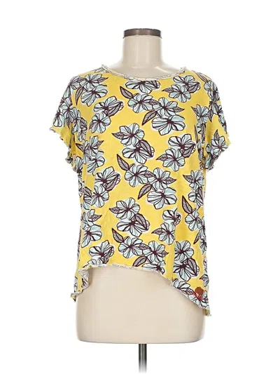 Pre-owned Peace Love World Short Sleeve Blouse In Yellow