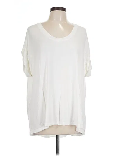Pre-owned Peace Love World Short Sleeve Top Ivory Solid Pattern V Neck Tops In White