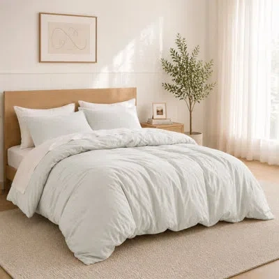 Peace Nest 100% Cotton Duvet Cover Set With Pillow Shams, Soft Breathable All-season Bedding Set, Twin In White