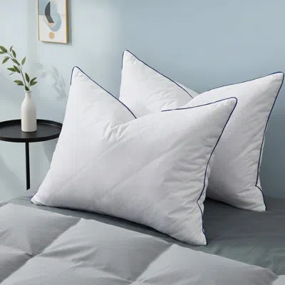 Peace Nest 2 Pack Hotel Goose Feather Soft To Medium Bed Pillows For Side & Back Sleepers In White