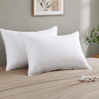 Peace Nest 300t Double-bar Grid Gray Goose Feather Bed Pillows, Set Of 2 In Black