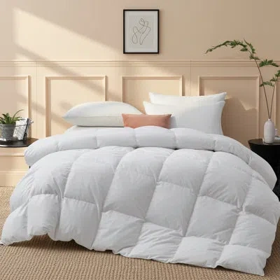 Peace Nest 600 Fill Power All Season Down & Feather Blend Comforter With 100% Cotton Cover In White