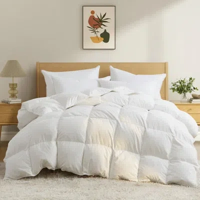 Peace Nest 600 Fill Power Summer Down & Feather Blend Comforter With 100% Cotton Cover In White