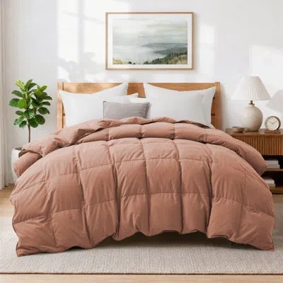 Peace Nest All Season Down Feather Fiber Comforter With Polyester-nylon Cover In Terracotta