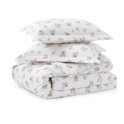Peace Nest All Season Printed Down Alternative Comforter Set In White Floral