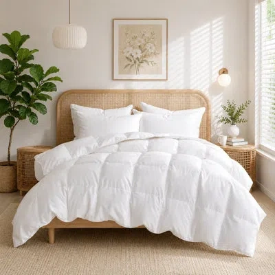 Peace Nest All-season 100% Cotton Cover Goose Feather And Down Fiber Comforter In White