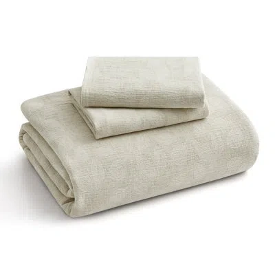 Peace Nest Breathable Linen-blend Duvet Cover Set, Machine Washable Cotton Linen Blend Fabric In Cream