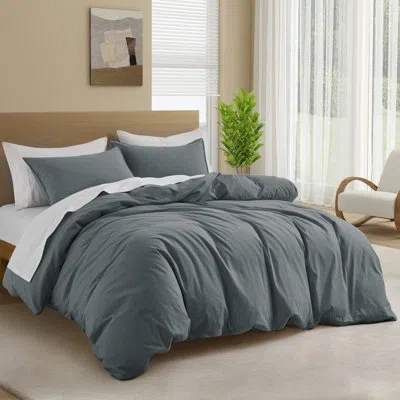 Peace Nest Cotton Duvet Cover Set In Gray