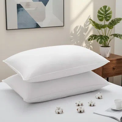 Peace Nest Goose Feather Down Blend Pillow, 100% Cotton Shell, Medium Support Sleep Pillows In White